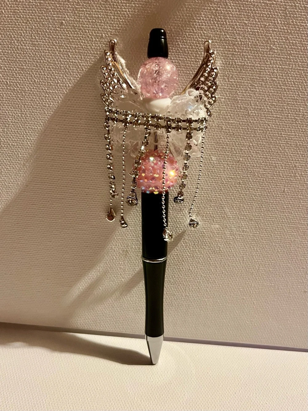 Angel Wing Crystal Ballpoint Pen — Pink & Silver